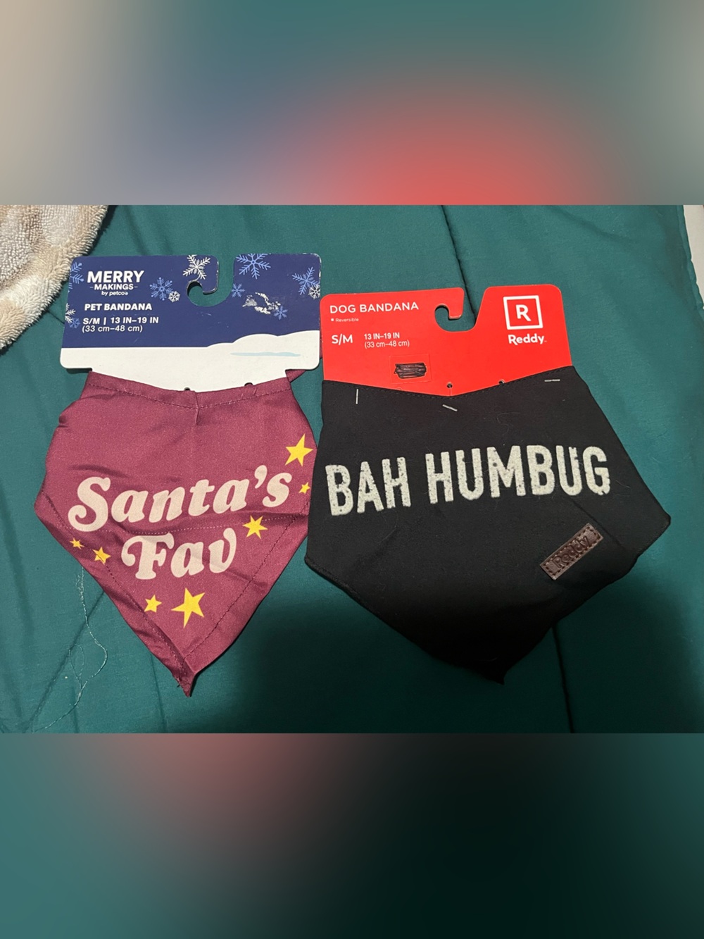 Santa's Paw & Bah Humbug Dog Bandanas - Burgundy & Black